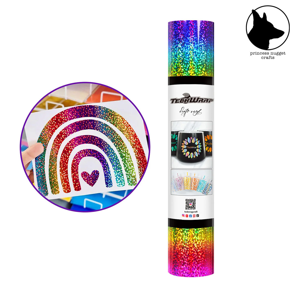 Teckwrapcraft Holographic Sparkle Rainbow vinyle – Princess Nugget