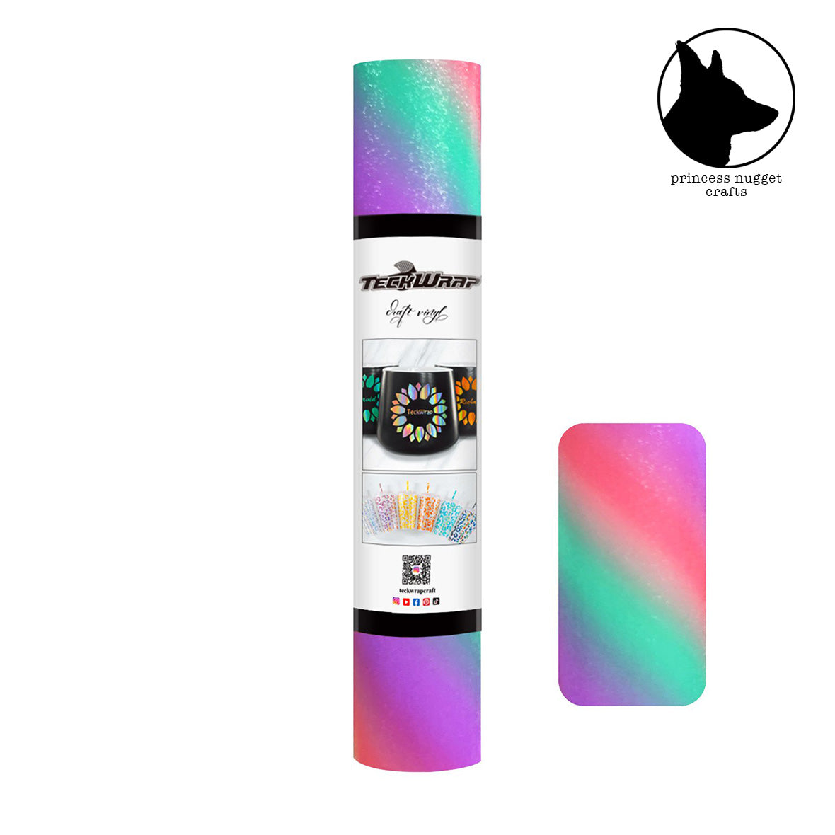 Teckwrapcraft Rainbow Stripes diagonal Pink Cyan vinyle