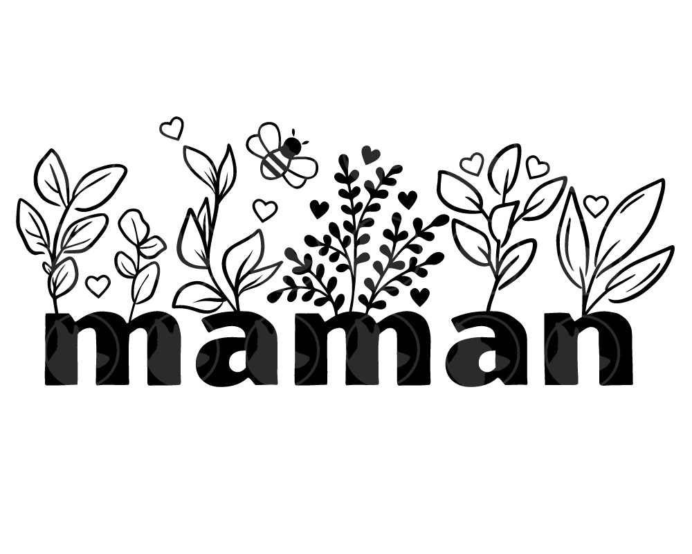 Maman mot avec fleurs - Fête des mères - SVG français - Fichier digitale