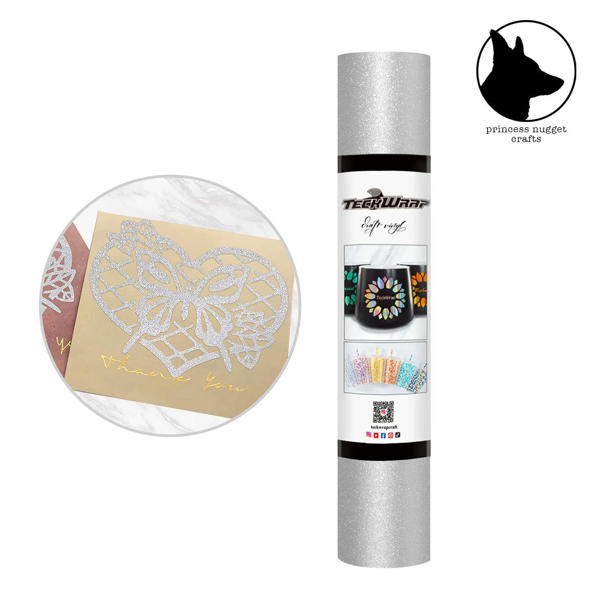 Feuille de Teckwrapcraft Holographic Glitter Silver vinyle