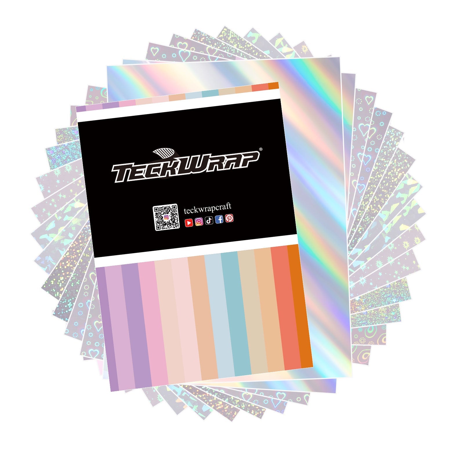 Teckwrapcraft Feuille transparante autocollante holographique - 16 feuilles A4