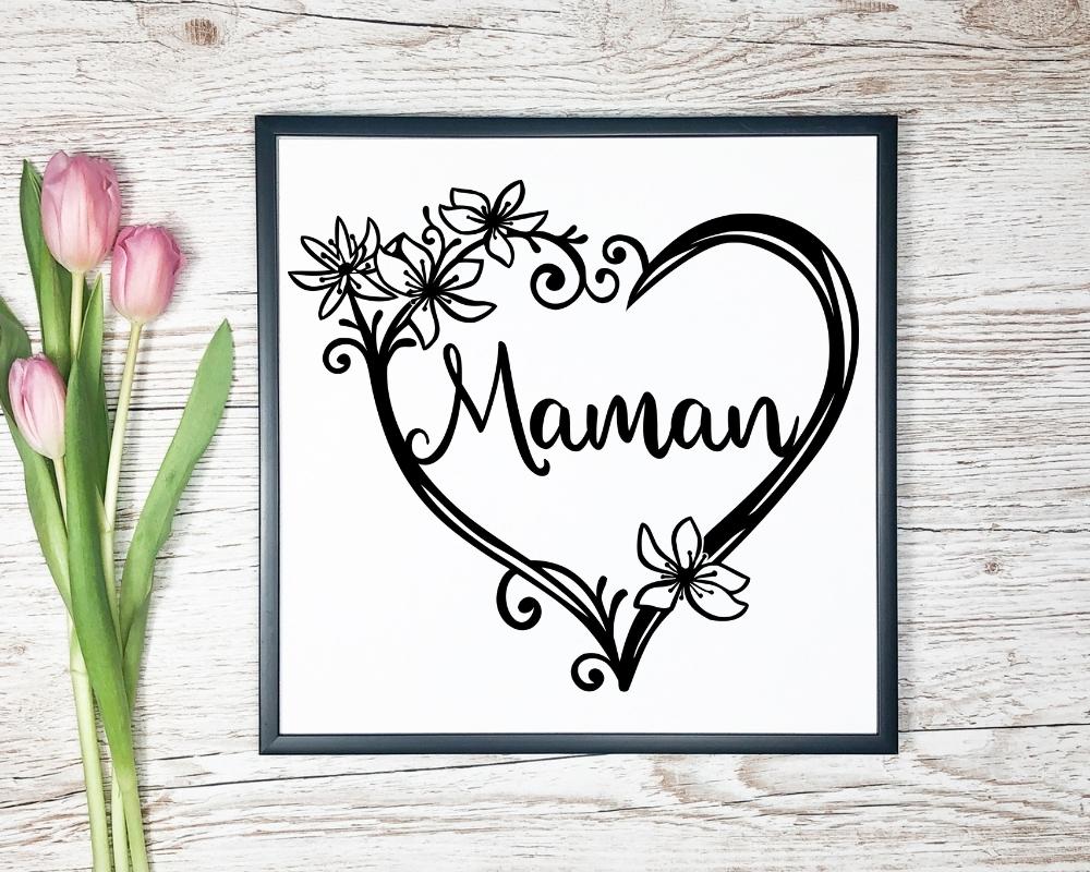Maman je t'aime - fête des mères - SVG - Fichier digitale - Princess Nugget crafts